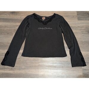 VTG Harley Davidson T Shirt Womens Medium Lace Palm Beach Made in USA